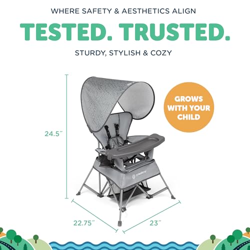 Image of Baby Delight Go with Me Venture Portable Chair | Indoor and Outdoor | Sun Canopy | 3 Child Growth Stages | Elephant Grey