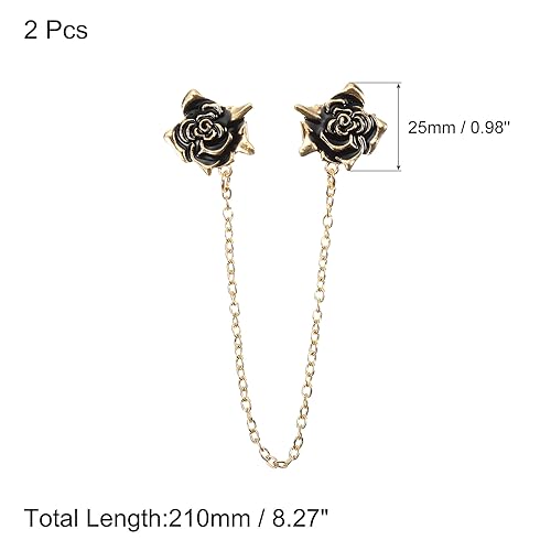 Image of uxcell Rose Sweater Clips, Retro Cardigan Collar Clips with Chain Shirt Clips Shawl Clips Clothes Clip for Women