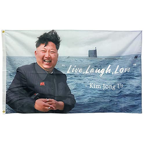Homissor Kim Jong un Live Love Laugh Flag, 3x5ft Polyester for Flags College Dorm Wall Bedroom Living Room Hanging Decoration Indoor Brass Gromments