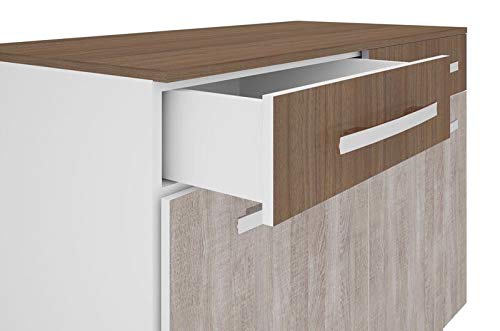 Balcão de Cozinha Lorena 2 Portas 2 Gavetas Plus Branco com Elmo e Montana - Madine