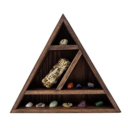 ÉTAGÈRE DÉCORATIVE Triangulaire en Bois - FABRIQUÉE À LA Main ET ÉCOLOGIQUE - Organisation DE Cristal DE GUÉRISON, D'HUILES ESSENTIELLES, Sauge, DE Pierres ET D'OBJETS ÉSOTÉRIQUE. GÉOMÉTRIQUE Moderne