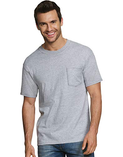 Hanes Mens FreshIQ ComfortSoft Dyed Assorted Pocket T-Shirt 5-Pack, L, Assorted