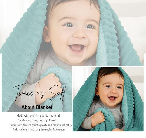 Image of VAS COLLECTIONS Ultra Soft Baby Blanket | Flannel + Sherpa | 2-Layer All-Season AC Sheet for Newborns (0-24 M) - Green