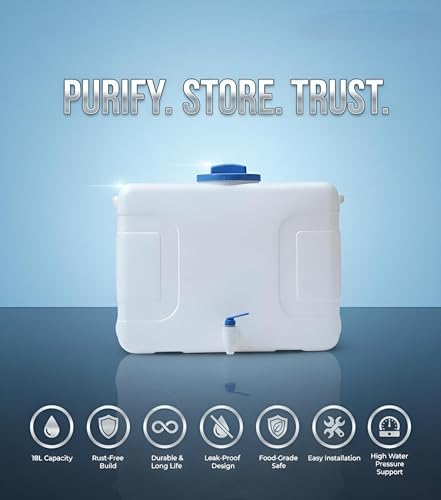 Image of RO Waste Water Storage Tank | High Capacity | 18 Litre | Premium Reject Water Tank | Large Capacity Utility Water Tank for Home & Commercial RO Systems | Durable, Wall-Mountable Design