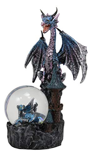 Figura Dragón Azul Metálico con Globo de Agua y Castillo 8" miniatura 2