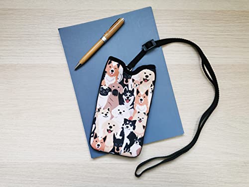 Tainada Men Women Neoprene Shockproof Phone Sleeve Pouch Carrying Case With Neck Lanyard, Belt Loop Holster For Iphone 13/12, 13/12 Pro Max, 11, Samsung S23+, A53 (Doodle Dogs Pattern) #TOP2