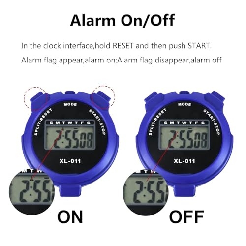Image of Digital Sports Stopwatch Timer Stopwatch Lap Timer Digital Calendar Alarm Clock Referee Watch for Training Swimming Running (Blue)