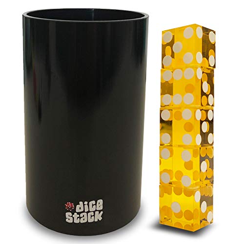 Dice Stacking PRO Cup Set - Professional Straight Cups with 5 Razor Edges 19mm Real Casino Dice in a Box - Accessories - Magic Tricks - Yellow