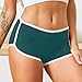 Women's Fashion Color Block Boyshort Panties Athletic Workout Underwear Stretchy Moisture Wicking Boxer Briefs Green