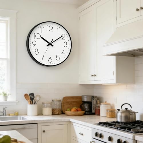 Image of DAXSMY Wall Clock 8 Inch White Decorative, Battery Operated Silent