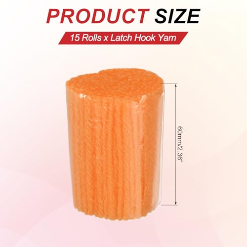 Image of MECCANIXITY 15 Rolls Latch Hook Yarn, 3mm Orange Latch Hook Kit Yarn Precut Hook Rugs Making Crochet Bundles for Rug Adults Beginners Tapestry DIY Craft