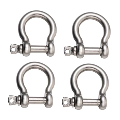 Alipis 4Pcs Stainless Steel D Ring Shackles Heavy Duty Metal Shackles for Lifting Towing Durable Bow Shackle for Household Applications