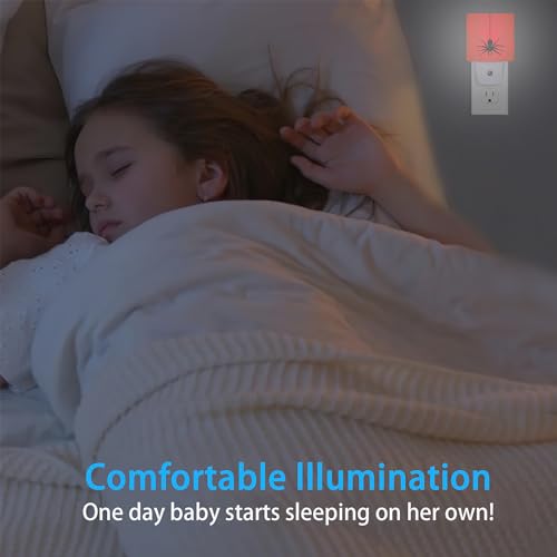 Image of Night Lights Plug into Wall Spider Red Web Night Lights Dusk to Dawn Sensor Led Lamp for Women Men,Led Lights for Stairway /Hallway /Bedroom,0.5W