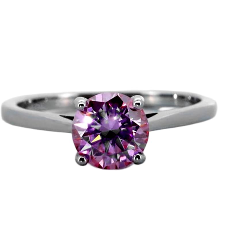 Bague solitaire saphir rose naturel d'exception, monture argent 925 et diamants