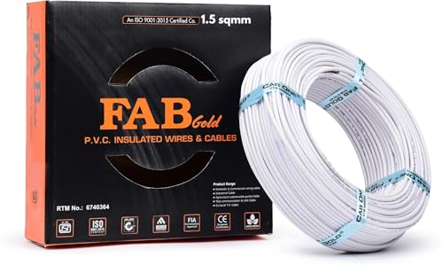 Image of 1.5 sqmm Single Core Copper Electrical Wire, 90 Meter (White) | Heat Resistant & Flame Retardant (FR) | Lead-Free LSH House Wire for Home & Industrial Use