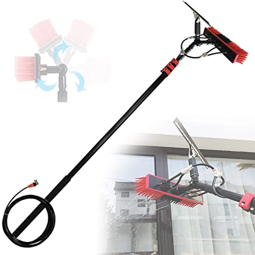 Kit di spazzole telescopiche per la pulizia di pannelli solari, tetti e finestre, 3,6 m-10,8 m, raschietto e palo regolabile per vetri alimentato ad acqua per una pulizia efficiente