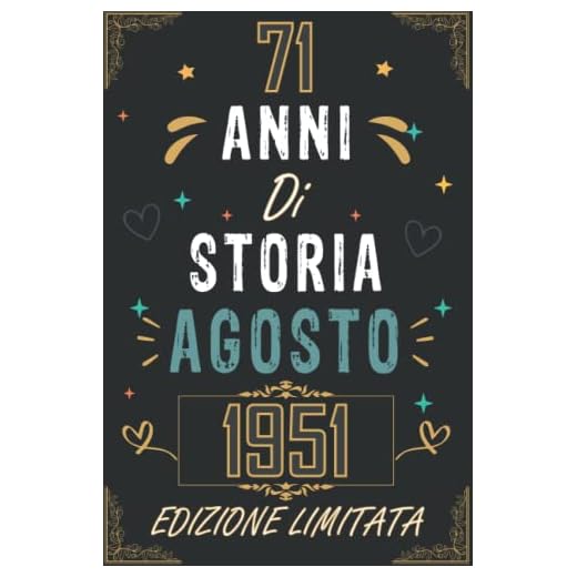 TACCUINO, 71 ANNI DI STORIA AGOSTO 1951 EDIZIONE LIMITATA: Regali Compleanno Uomo e Donna, 71 Anni di Compleanno Regalo Uomo e Donna 71 Anni, Regalo per lui/lei, Taccuino da 120 pagine