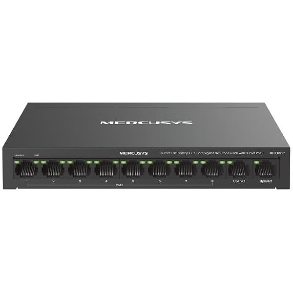 Przełącznik koncentratora 10 portów RJ45 10/100 MBPS, AUTOMATYCZNE NEGOCJACJA, AUTOMATYCZNE MDI/MDIX MERCUSYS MS110CP | 8 portów, czarny