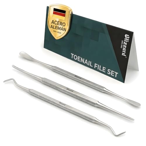 Blizzard Kit Pedicura Profesional 3 Piezas   Herramientas para Uñas Encarnadas y Delicadas   Utensilios de Acero Inoxidable Podología Limpiador Elevador Lima Doble Cuidado de Pies Premium