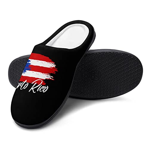 Puerto Rican Flag Plush Slippers Funny Graphic Footwear Cotton House Shoes for Men Indoor Outdoor3