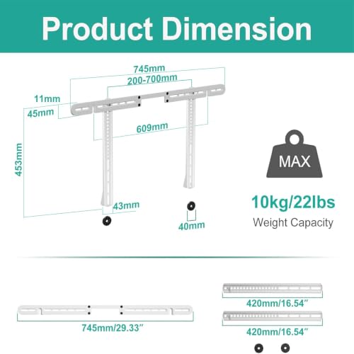 Image of WALI Sonos Arc TV Mount for Sonos Arc & Sonos Arc Ultra, Soundbar Mounting Bracket up to 22 lbs, 2 Installation Under or Above TV, Hidden Design, Hardware Kit Included, White (SON003T-W)