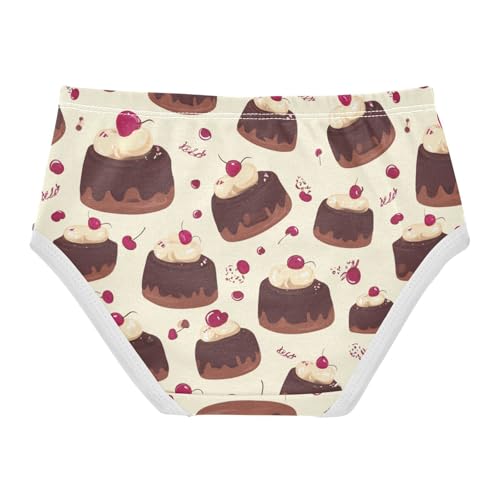 Wusikd Chocolate Cakes Cream Girls' Underwear Cotton Cherries Girls Briefs Soft Toddler Underwear 2T2