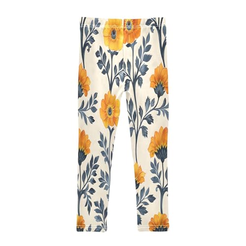 Bolaz Toddler Girls Leggings Printed Yoga Pants Leggings Indigo Marigold Flowers for Kids2