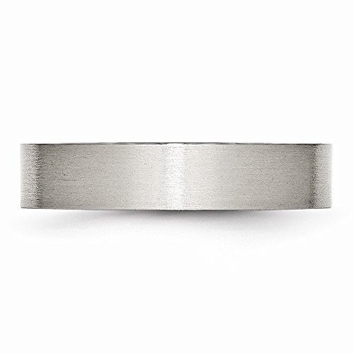 Solid Stainless Steel Flat 5mm Matte Brushed Finish Plain Classic Wedding Band Ring3