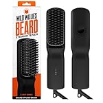 Wild Willies Beard Straightener for Men - 3 Temperature Settings, Tourmaline Ceramic Heated Beard Brush & Hot Comb - Portable, Ionic Technology, Coarse & Curly Hair, 400F - Grooming Tool