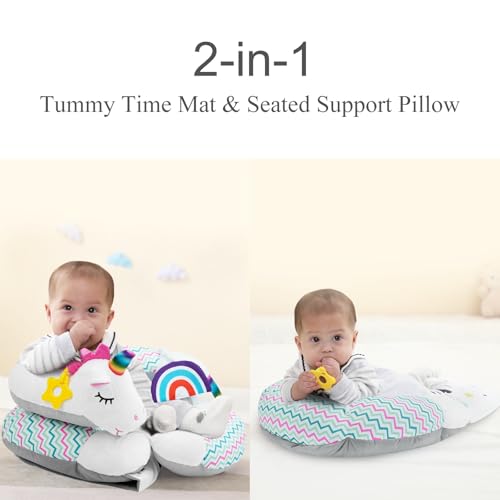 Image of Lovvie & Joy 2-in-1 Tummy Time Mat & Seated Support Pillow,Baby Tummy Time Pillow Support for Newborns and Older Babies,with Detachable Support Pillow and Toys