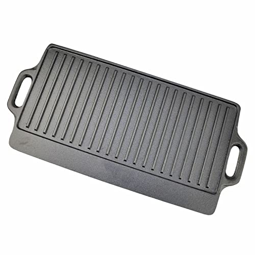 Reversible Griddle Plate Grill Pan Indoor BBQ Hob Cooking Non-Stick Cast Iron