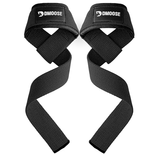 DMoose Fitness Lifting Straps for Weightlifting, Crossfit, or Powerlifting with Soft Neoprene Padded Wrist Support for Max Grip Strength, Deadlifts and Barbell Stability