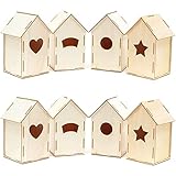 Mini Wood Bird Houses for DIY Crafts (4 Designs, 8 Count)