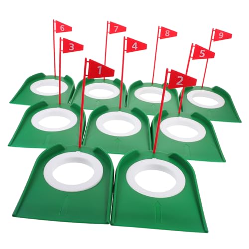 FAVOMOTO 9pcs Golf Putting Cup with Flag Practice Hole Trainer Material Compact Design for Skill Improvement for Golf Enthusiasts and Events