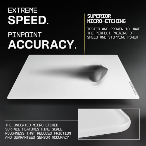 Wallhack 4.0 Glass Gaming MousePad - Professional Esport Mouse Mat with Specialty Surface for Top Speed and Control, Large Tempered Glasspad with Full Silicone Base - (SkyPAD White,XL 16.92" x 19.29")