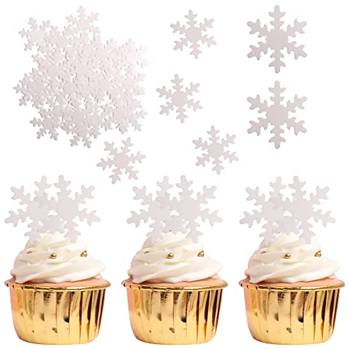 50 Stück Essbare Schneeflocke Cupcake Toppers Winter eingefroren...
