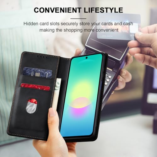 Image of Jasonyu Flip Wallet Case for Samsung Galaxy A27,Black