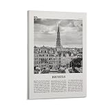 LZTEN Impresión de Bruselas en blanco y negro, arte de pared de Bruselas, póster de Bruselas, foto de Bruselas, decoración de pared de Bruselas, Bélgica, Bruselas, Bruselas, Europa, lienzo Wa