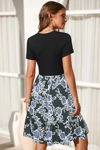 Image of Newshows Women's 2026 Summer Casual Square Neck Ruffle A Line Beach Vacation Sundress Work Business Dress with Pockets