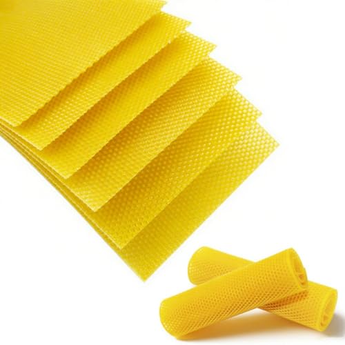 TINMAGI 30 Stück Mittelwände Normal 350 x 200mm Bienenwachsplatten 100% Reines Bienenwachs-Blatt Imkereibedarf für Imker Bienen Rähmchen DIY-Kerzen Standard-Zellenmaß Beträgt 5 4 mm
