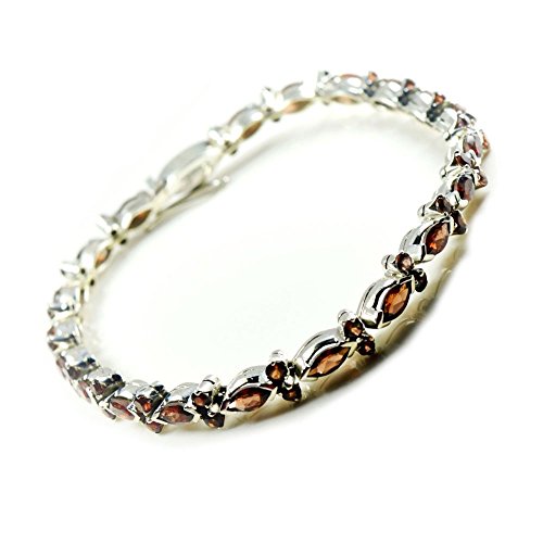 Bracelet grenat rouge femme argent sterling fait main 8 inches