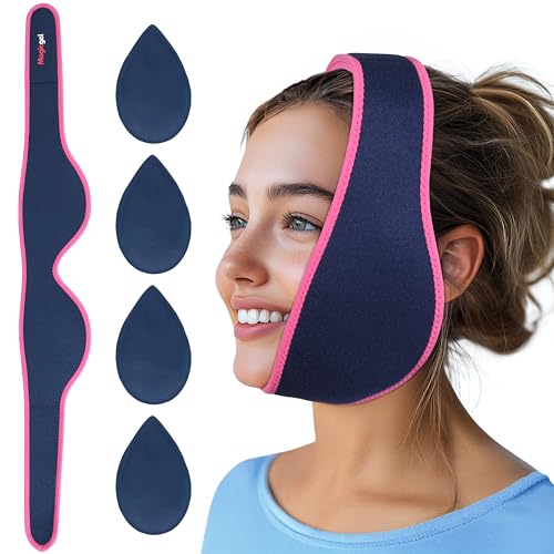 Paquete de hielo facial con 4 geles de Magic Gel – Compresa fría/caliente reutilizable para muelas del juicio, mandíbula y cara – Compresión ajustable para dolor dental, postoperatorio y ATM