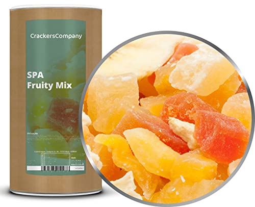 2 x 600g Exotische Fruchtmischung kandierte Fruchtstücke Papaya Mango Melone Ananas Kokos Apfel Banane fettarm salzfrei vegetarisch glutenfrei laktosefrei