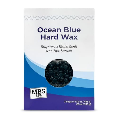 Ocean Blue Hard Wax Beads 35 oz – European Strip-Free Wax for Sensitive Skin, Low Temp Melt, Ideal for Fine & Coarse Hair, Face, Bikini & Body
