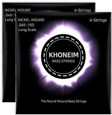 KHONEIM Bass Guitar Strings 2 Pack NICKEL WOUND 045-,100 Long Scale For 4 String Bass Guitars