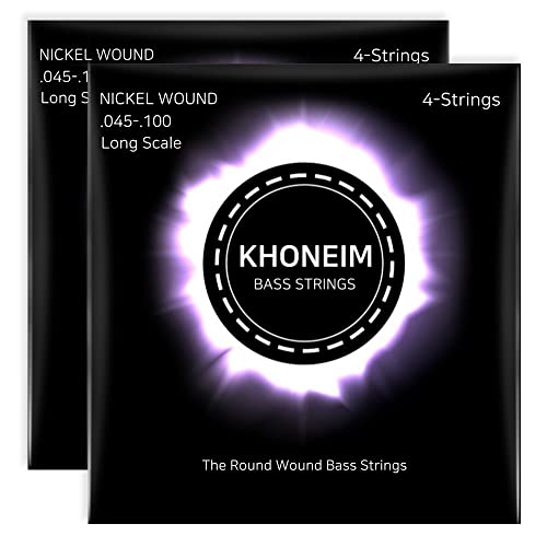 Khoneim Bass Guitar Strings 2 Pack Nickel Wound 045-,100 Long Scale For 4 String Bass Guitars #TOP19