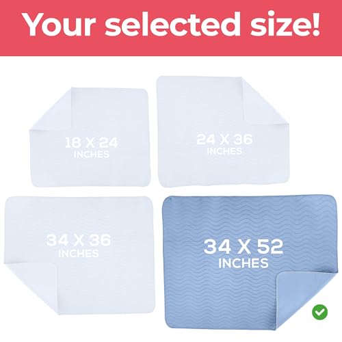 Image of 2 Pack Waterproof Reusable Heavy Absorbency Incontinence Bed Pads 34 inchx52 inch