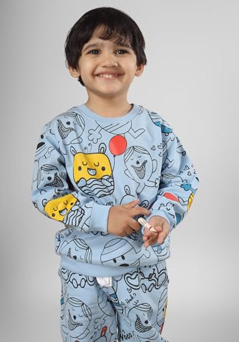 Image of POLKA TOTS 100% Cotton Co-Ord Joggers for Kids | Trendy Sweatshirt & Joggers Set | All Season Wear for Kids, Toddler & Newborn | Soft & Breathable Dress for Boys & Girls | from 6 Months to 8 Years