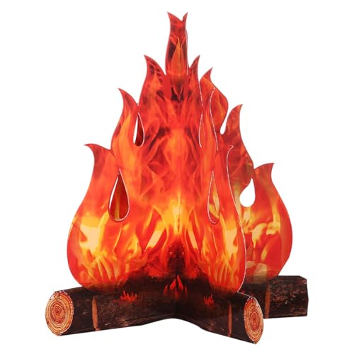 Miniatura 2 de Ieron 4 Piezas De Fuego Falso, Decoración De Camping, Cartón 3d, Centro De Mesa De Fogata, Llamas Artificiales, Decoración De Fiesta Para Aula, Campamento, Despedida De Soltera, Suministros