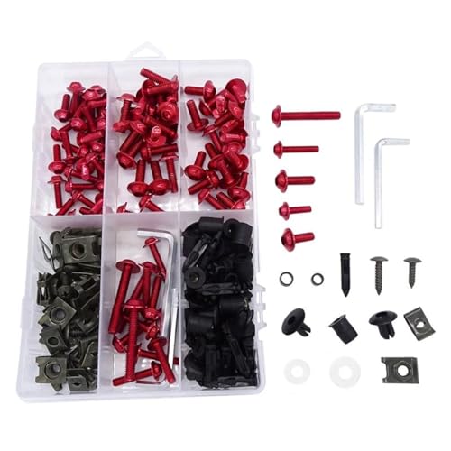 Tornillos de parabrisas para moto Suzuki y Yamaha kit de 233 piezas color rojo